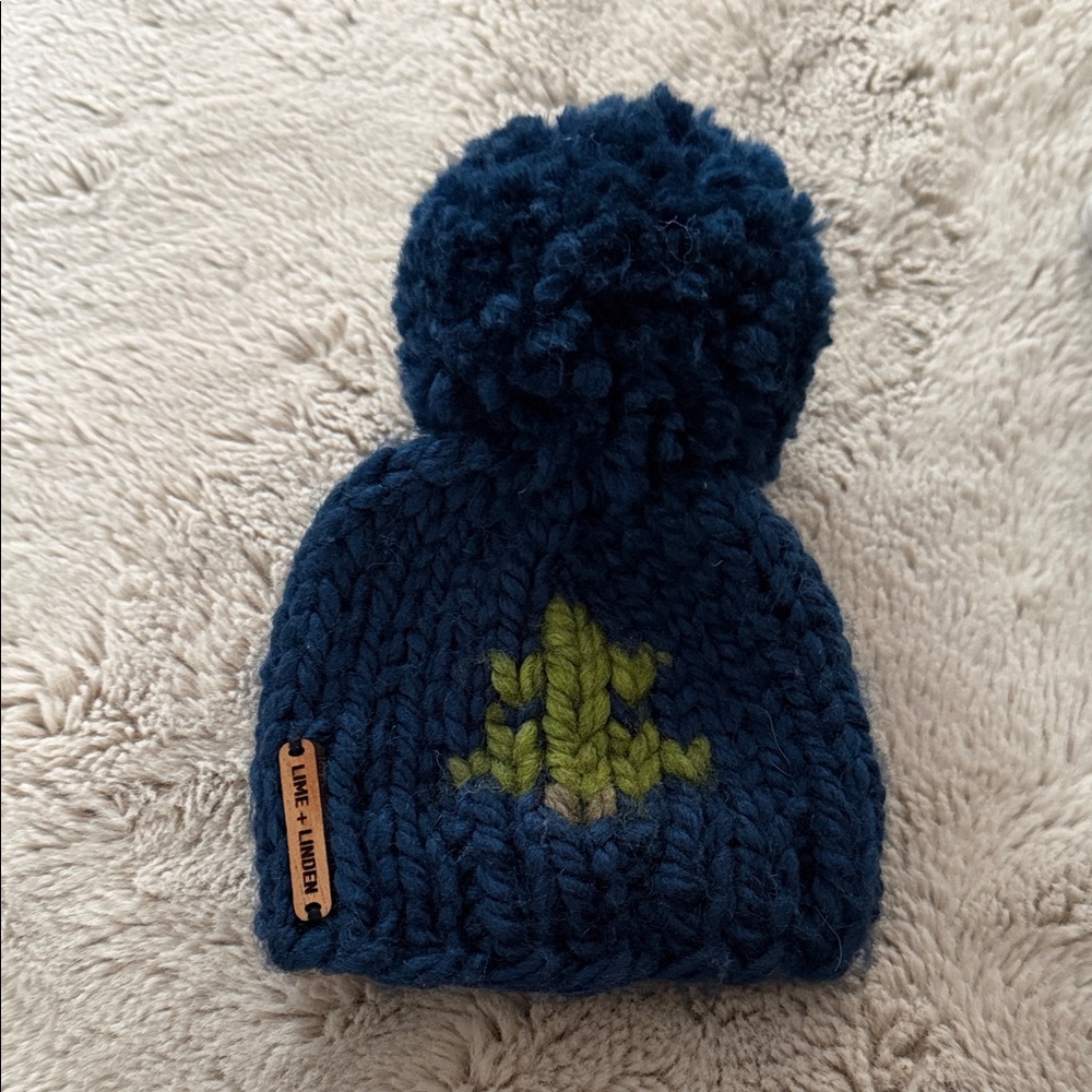 Cozy Blue Knit Pom-Pom Hat for Newborn